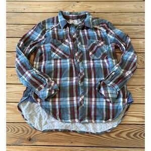 Dylan Plaid Button Up Shirt Size Medium Women’s Blue